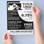 屋根の上、不動産仲介業者、不動産業者の広告フライヤー チラシ (手)