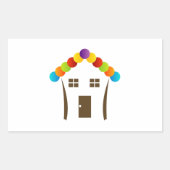 屋根の付いた家のグラフィックカラフル 長方形シール (正面)