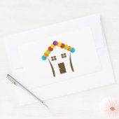 屋根の付いた家のグラフィックカラフル 長方形シール (封筒)