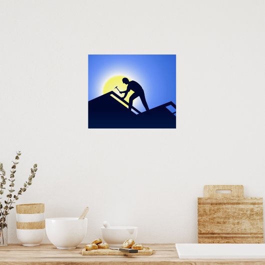 屋根の作業者 ポスター (キッチン)