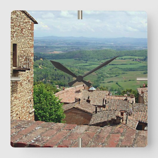 屋根の向こう1 スクエア壁時計 (正面)