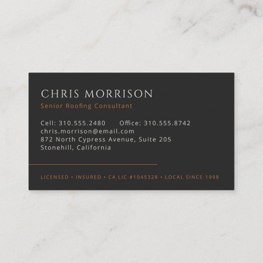 屋根の屋根建築モダン黒銅 名刺 (裏面)