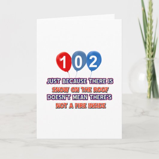 屋根の誕生日に102年の雪デザイン カード (正面)