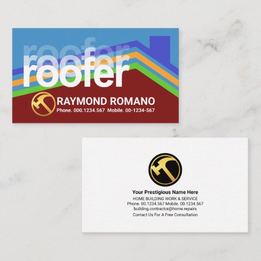 屋根カラフル層屋根の修復 名刺 (正面/裏面)