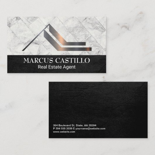 屋根プロパティのホームロゴ | 白い大理石タイル 名刺