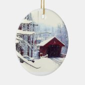 屋根付橋のオーナメントの冬 セラミックオーナメント (右)