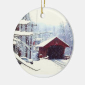 屋根付橋のオーナメントの冬 セラミックオーナメント (左)