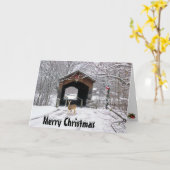 屋根付橋のクリスマスカード カード (黄色い花)