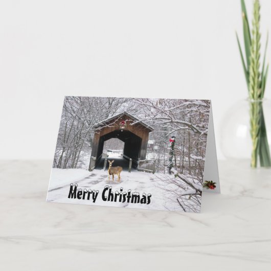 屋根付橋のクリスマスカード カード (正面)