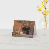 屋根付橋のメッセージカード カード (黄色い花)