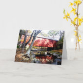 屋根付橋の挨拶状 カード (黄色い花)