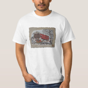屋根付橋及びそり Tシャツ