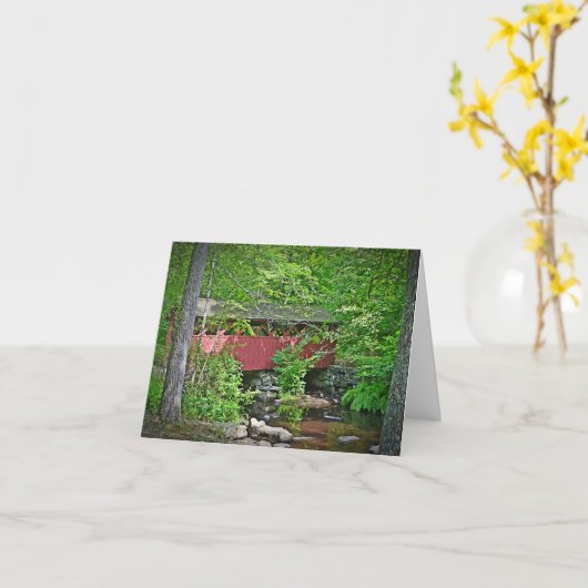 屋根付橋Notecard カード (黄色い花)