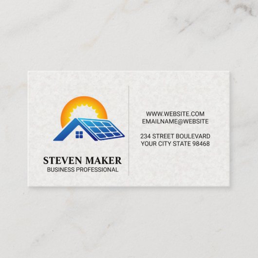 屋根太陽の上のパネル | 太陽エネルギー 名刺 (正面)