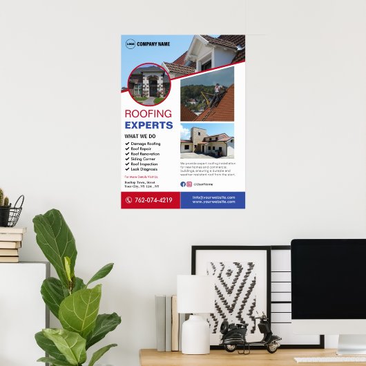 屋根工事サービス オーダーメイド ポスター (ホームオフィス)