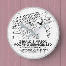 屋根工事請負業者の屋根修理 ラウンド壁時計