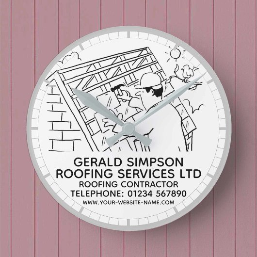 屋根工事請負業者の屋根修理 ラウンド壁時計