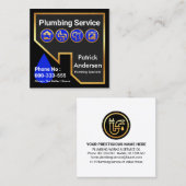 屋根建物給排水衛生設備配管アイコン スクエア名刺 (正面/裏面)
