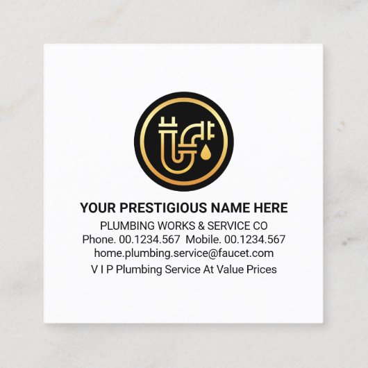 屋根建物給排水衛生設備配管アイコン スクエア名刺 (裏面)