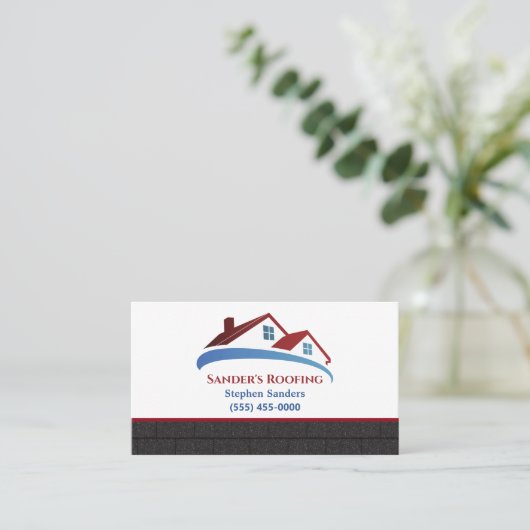 屋根板葺き建築会社 名刺 (スタンド正面)