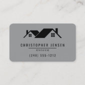 屋根業者のQRコード グレー ブラック 丸みを帯びた 名刺 (正面)