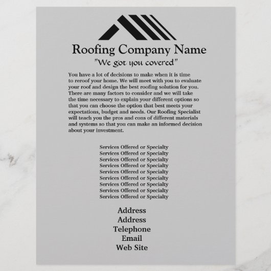 屋根葺き会社のビジネスフライヤー チラシ (裏面)