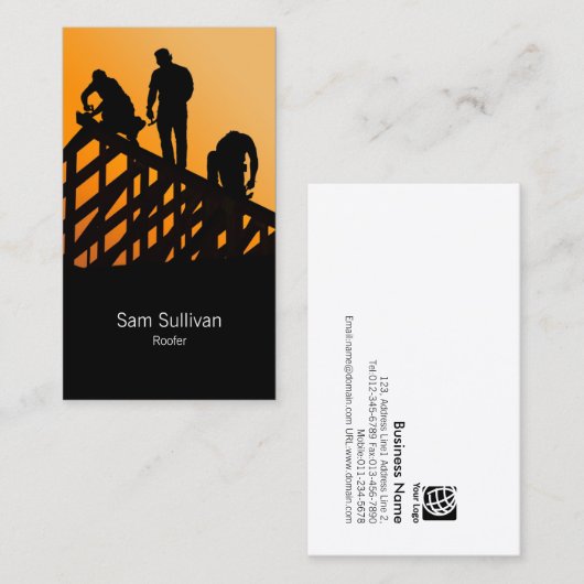 屋根葺き建築業者 名刺 (正面/裏面)