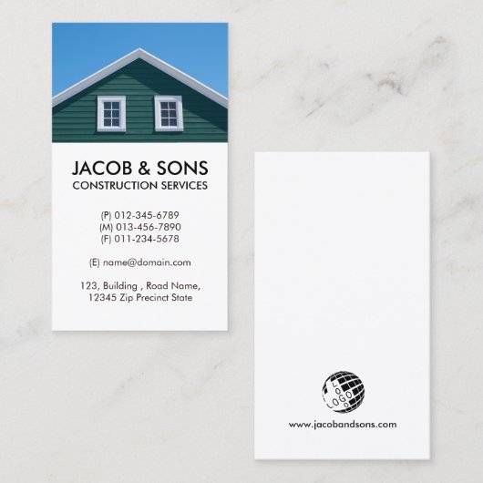 屋根葺き建築 名刺 (正面/裏面)