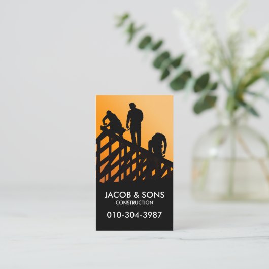 屋根葺き施工業者 名刺 (スタンド正面)