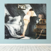 屋根裏の美しい女性 キャンバスプリント (インサイチュ (ウッドフロア))