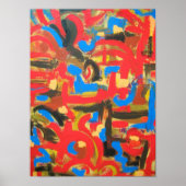 屋根裏アートの筆跡のグラフィティ抽象芸術 ポスター (正面)