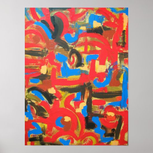 屋根裏アートの筆跡のグラフィティ抽象芸術 ポスター (正面)