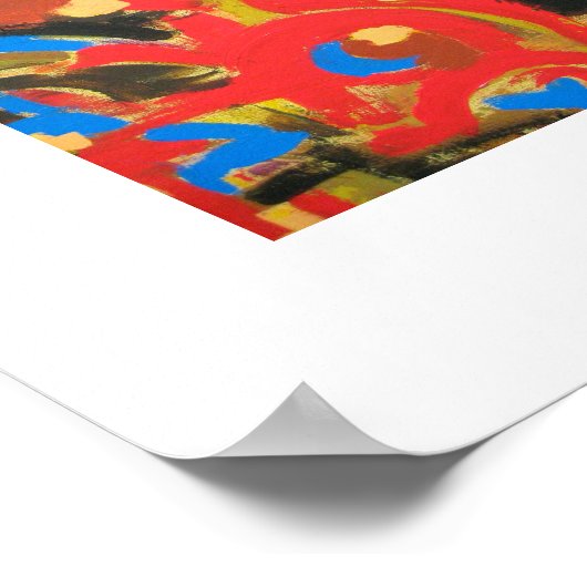 屋根裏手の絵を描抽象芸術アートの落書き ポスター (角)