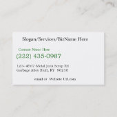 屑鉄のリサイクル及び廃物積み込み 名刺 (裏面)