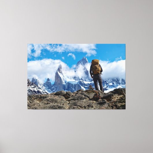 展望台からのフィッツロイ山の眺め キャンバスプリント (正面)