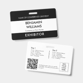 展示者名札 QR ブラック ホワイト ロゴ ID イベント バッジ