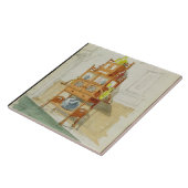 展覧会のキャビネット、c.1860s-70s (w/c及びpの鉛筆 タイル (側面)