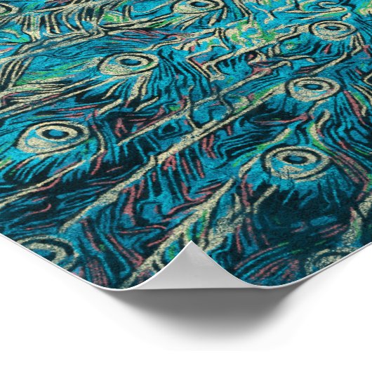 展開尾を持つ青い孔雀 ポスター (角)