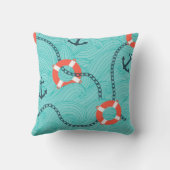 属性付きのシームレス航海のなパターン。フリーハン クッション (裏面)