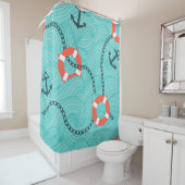 属性付きのシームレス航海のなパターン。フリーハン シャワーカーテン (インサイチュ)