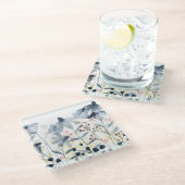 層にされた庭-水彩画の花 ガラスコースター (アングル)