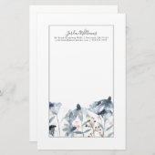 層にされた庭-水彩画の花 便箋 (正面/裏面)