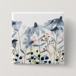 層にされた庭-水彩画の花 缶バッジ