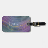 層カッコいい |ブルーパープル金ゴールドアゲートモノグラム ラゲッジタグ (正面横)