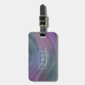 層カッコいい |ブルーパープル金ゴールドアゲートモノグラム ラゲッジタグ (正面縦)