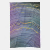 層カッコいい |美しいブルーパープルと金ゴールド瑪瑙 キッチンタオル (縦)
