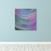 層カッコいい |美しいブルーパープルと金ゴールド瑪瑙 キャンバスプリント (インサイチュ (ウッドフロア))