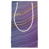 層カッコいい |美しいブルーパープルと金ゴールド瑪瑙 スモールペーパーバッグ (正面)