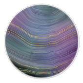 層カッコいい |美しいブルーパープルと金ゴールド瑪瑙 セラミックノブ (正面)