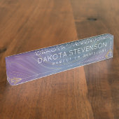 層カッコいい |美しいブルーパープルと金ゴールド瑪瑙 デスクネームプレート (側面)